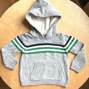 2/$20 Grey w/green, white & black Janie & Jack 2T sweatshirt w/sherpa-lined hood